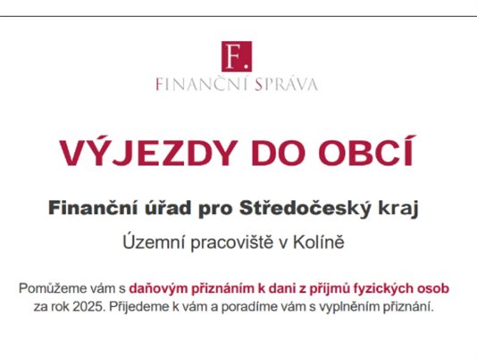 Finanční správa: výjezdy do obcí